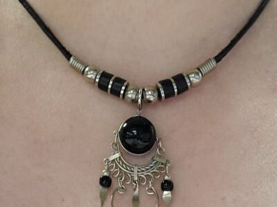 Black & Silver Acrylic Beaded Necklace