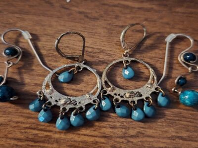 Aqua Blue & Silver Earrings (2 pairs)