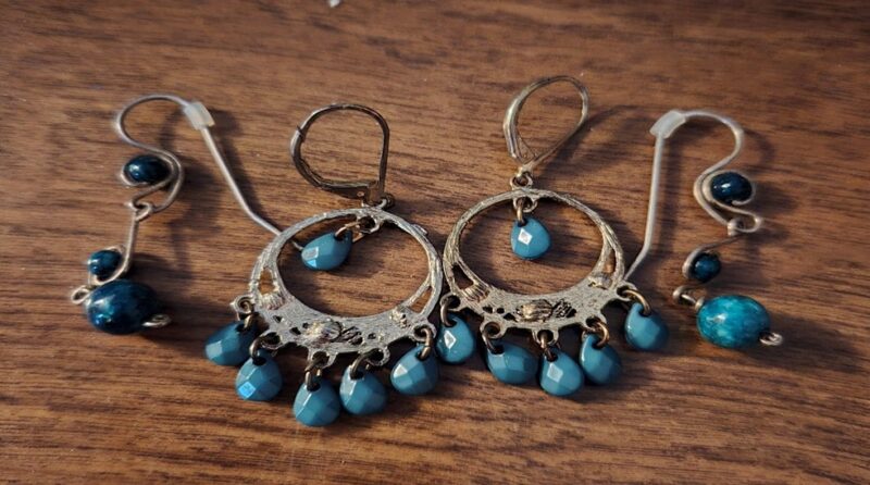 Aqua Blue & Silver Earrings (2 pairs)